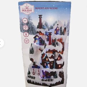 Holiday Time Led Mountain Scene Light Up Village Collectible Decor Piece